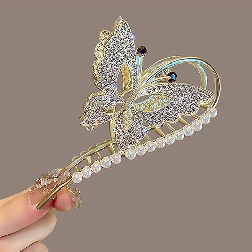 Miniatura 6 de Pinzas para el cabello de mariposa para mujer, 2 pinzas de mariposa de metal resistentes antideslizantes con diamantes brillantes para sujetar