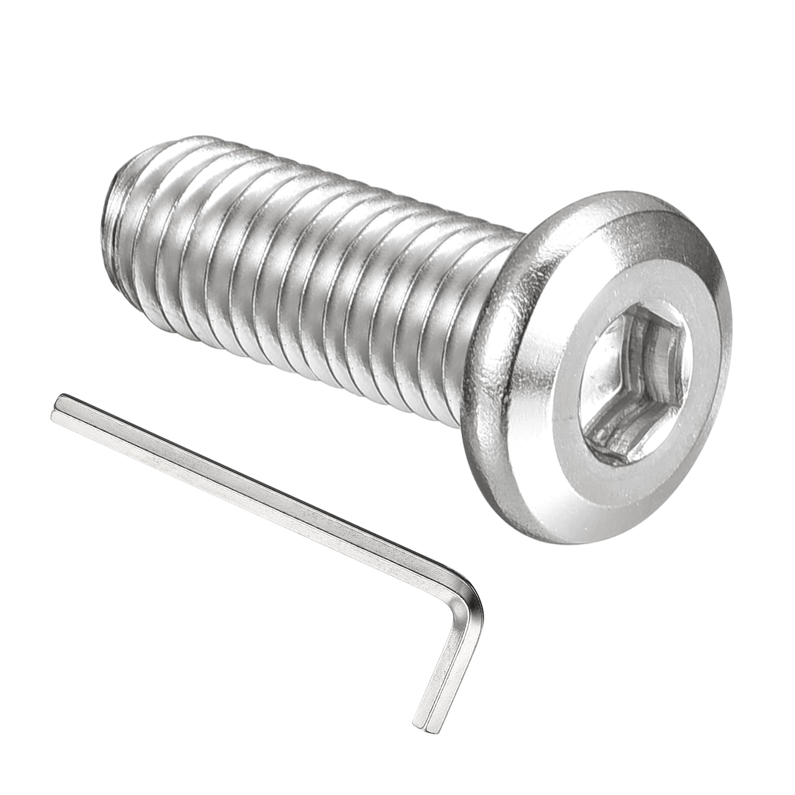 PATIKIL M8x20mm Flat Head Hex Socket Cap Screws Bolts, 20PCS 304 Stainless Steel 18-8 Furniture Bolt with Hex Allen Wrench for Bed Chair Repairs Ship Assembly Mechanical Industry, Silver