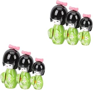 Amosfun 2 Conjuntos Quimono Boneca De Madeira Decoração Japonesa Presentes Decoração Para Casa Kawaii Decoração Para Casa Gueixa Quimono Boneca Japonesa Kokeshi Boneca Artística Quimono