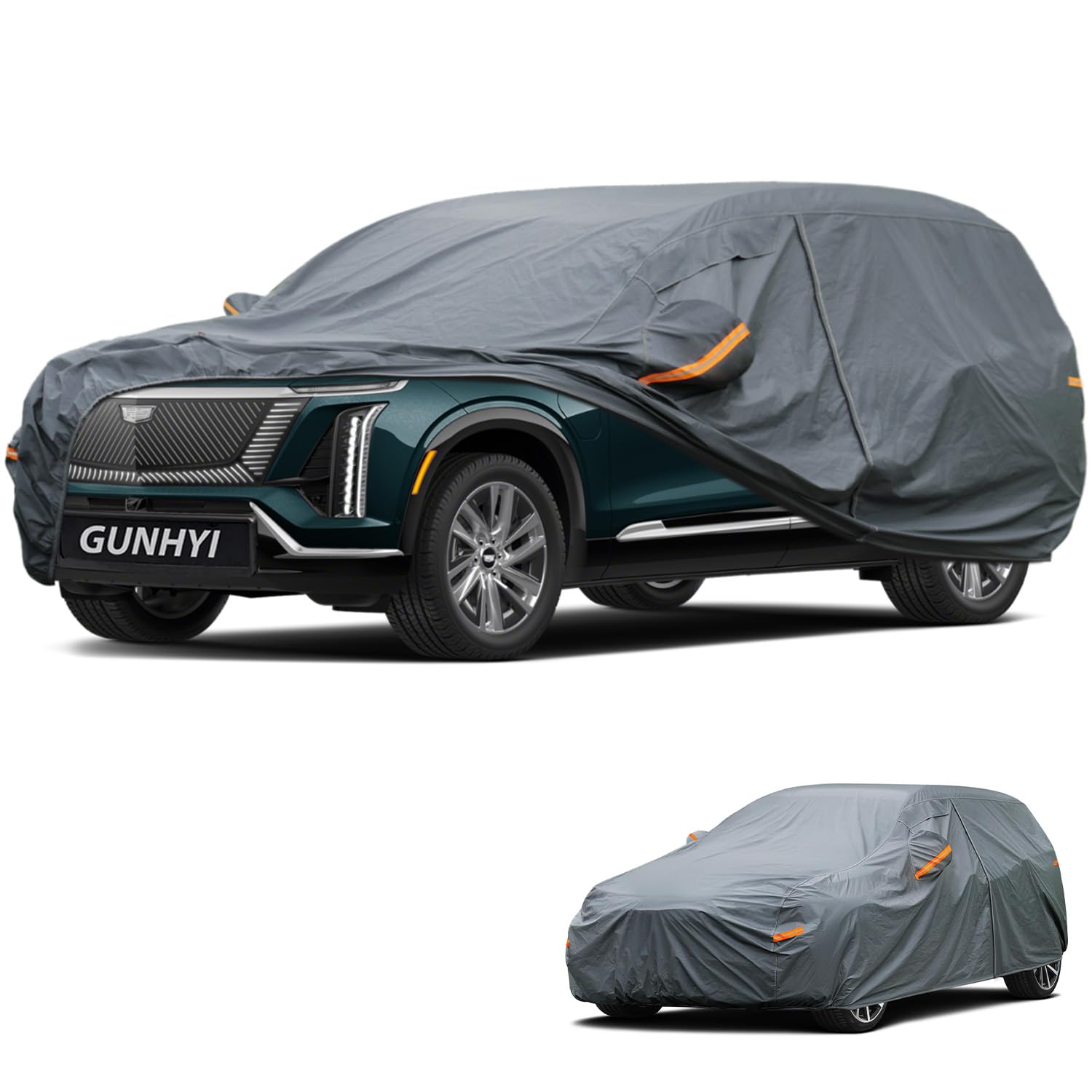 GUNHYI Premium Car Cover Custom Fit Cadillac Vistiq, 16 Layers Heavy Duty Car Cover Waterproof All Weather with Zipper Door for Sun Rain Snow Dust Uv Protection