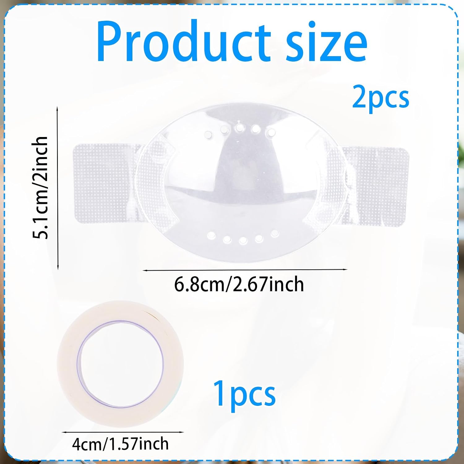 2pcs Clear Plastic Eye Shield with Air Holes, Breathable Self-Adhesive Eye Protection Patch Mask with Tape Accessories After for Adults