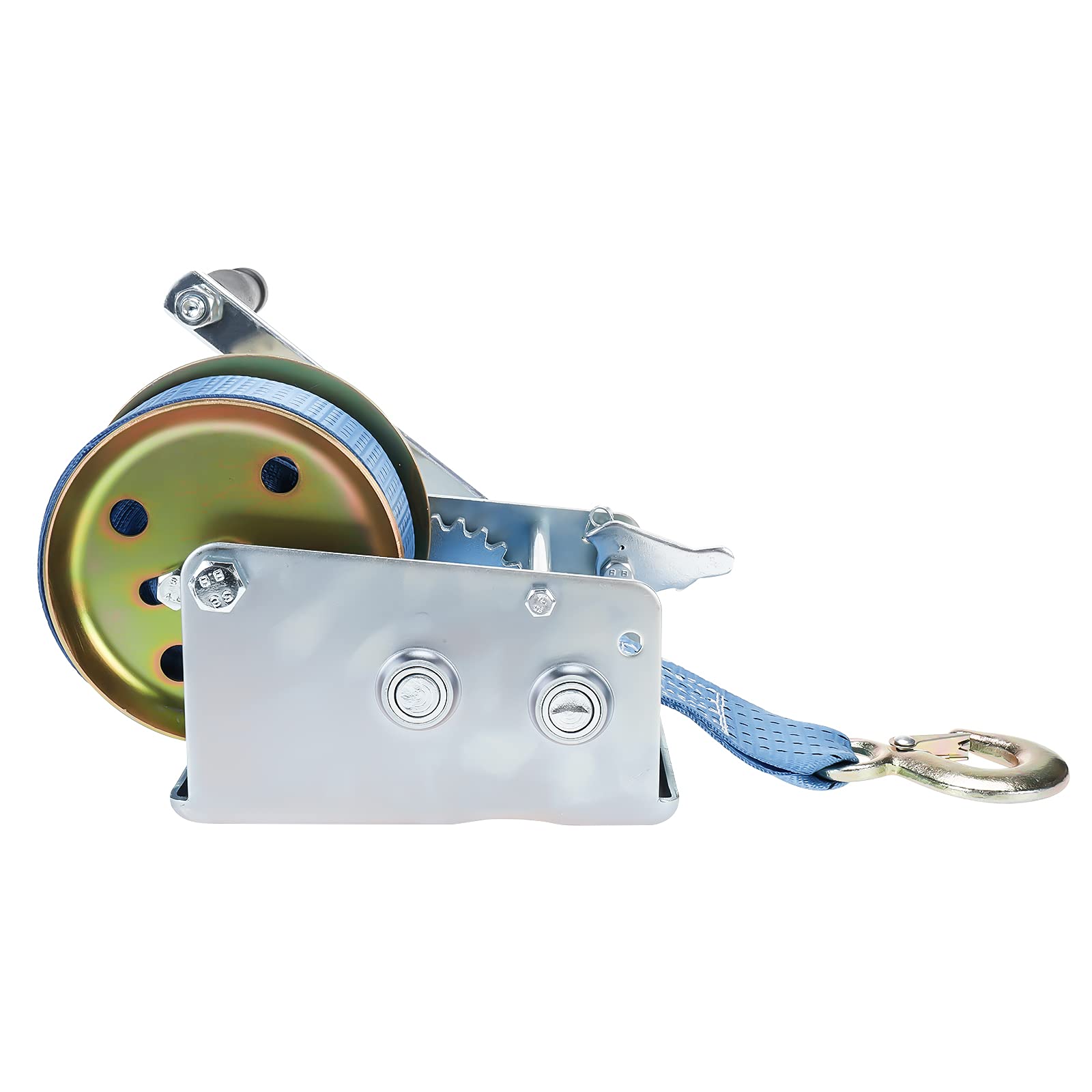 BOOMSTART Manuale Mano argano Cavo 1130Kgs 2500LBS con 10m Cinghia di Tessitura per Barca rimorchio Caravan Marine