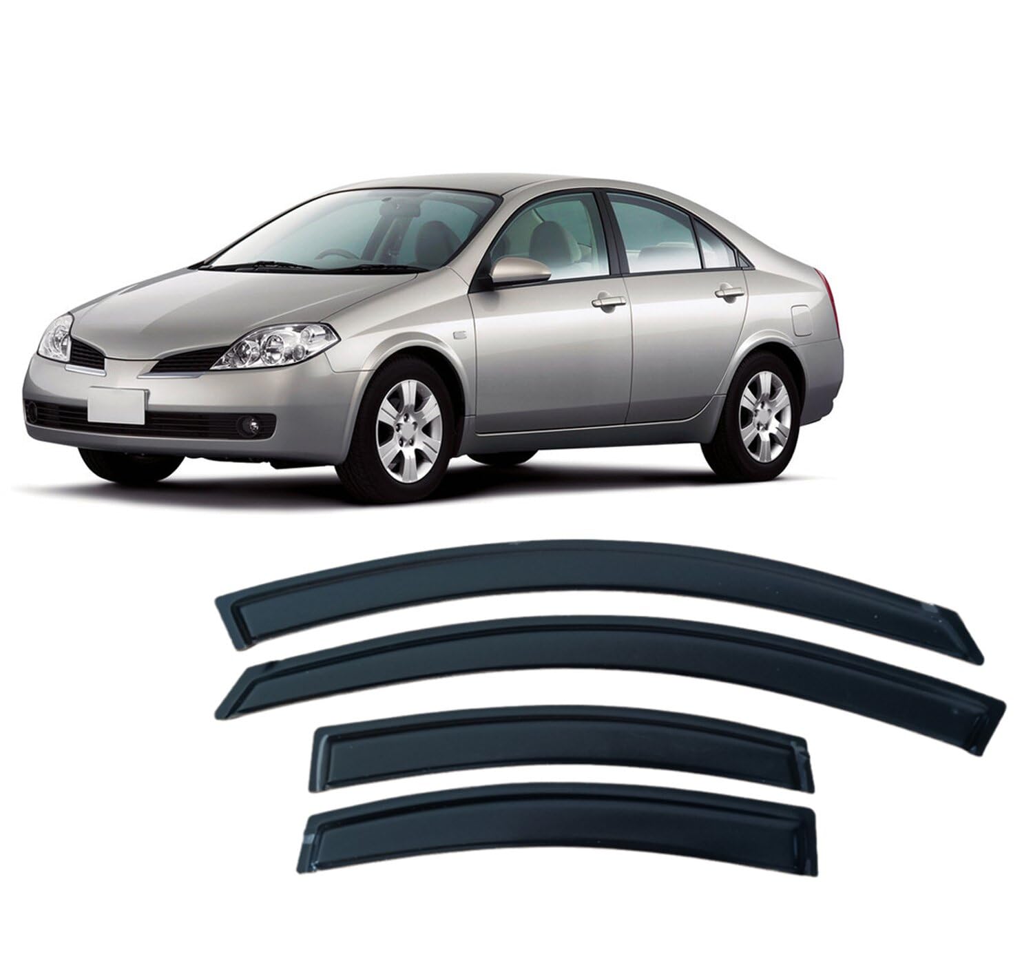 nwsplmy Wind Deflectors for Nissan Primera Sedan P12 2001-2007, Rain Guards Window Visors, 4-Piece, Protects Against Fading & Cracks