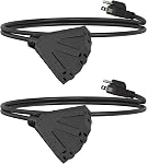 25 ft Outdoor Extension Cord with 3-Outlets, 16 Gauge Black Extension Cord Waterproof, 13A 16AWG 1625W SJTW, ETL Listed- Great for Garage, Garden and Home