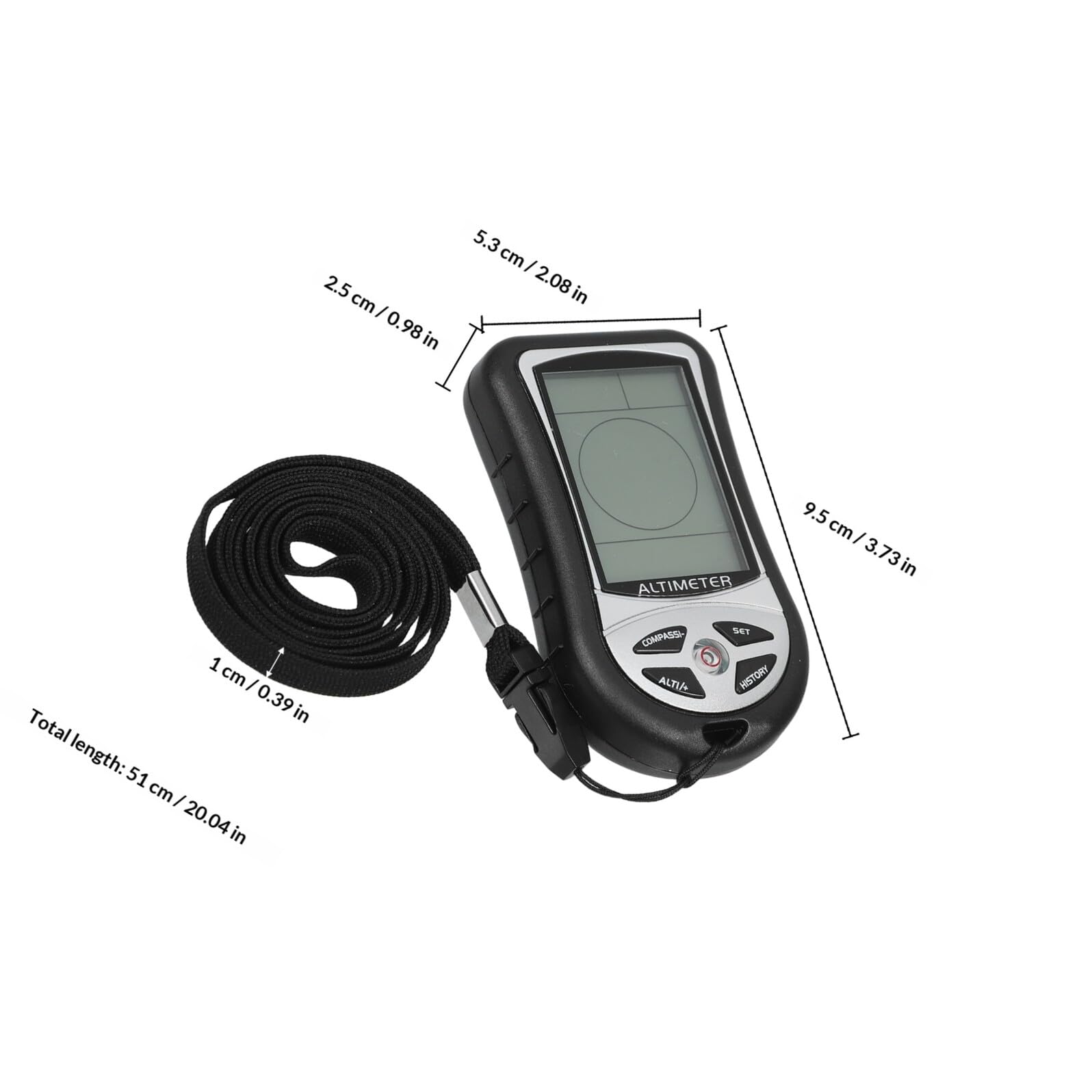Tragbarer Digitaler Barometer Kompass Höhenmesser Schwarzes Outdoor Handgerät für Wandern Bergsteigen und Camping Präzises Elektronisches Messgerät aus Technischem Kunststoff