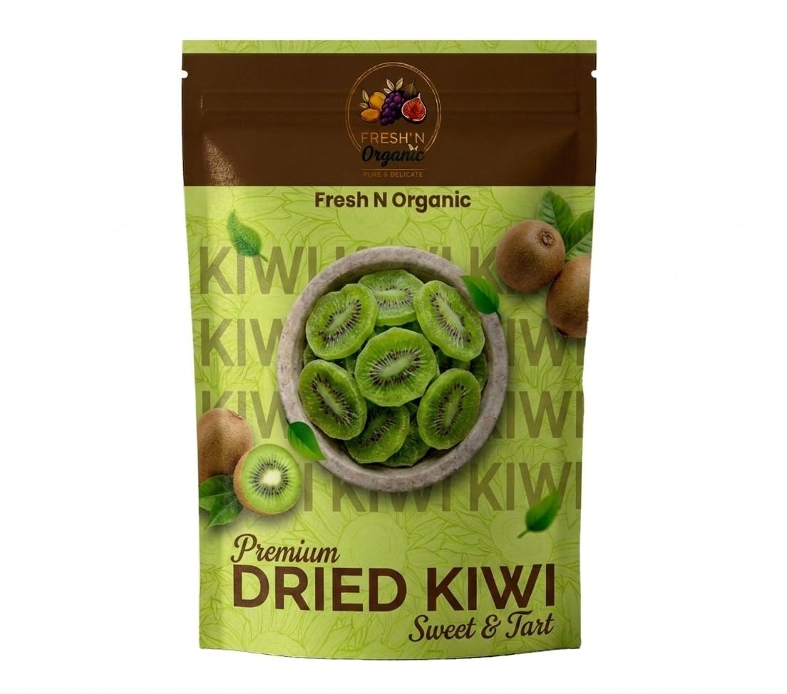 Fresh N Organic Premium Dried Kiwi Slices | Sweet & Tart Naturally Flavored Kiwi Fruit | Ready-to-Eat Healthy Snack | Rich in Dietary Fiber | No Artificial Colors or Preservatives | Resealable Pack (200gram)