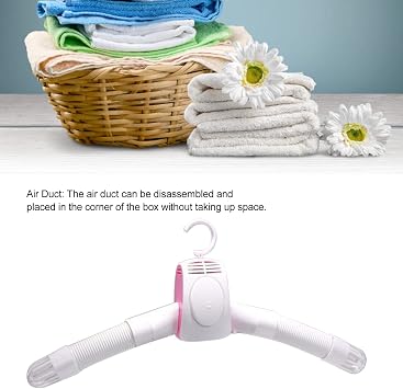 Electric Portable Dryer for Clothes, Portable Travel Electric Clothes Dryer Hanger Smart Shoes Clothes Rack Hanger Electric Dryer Machine(White+Pink)