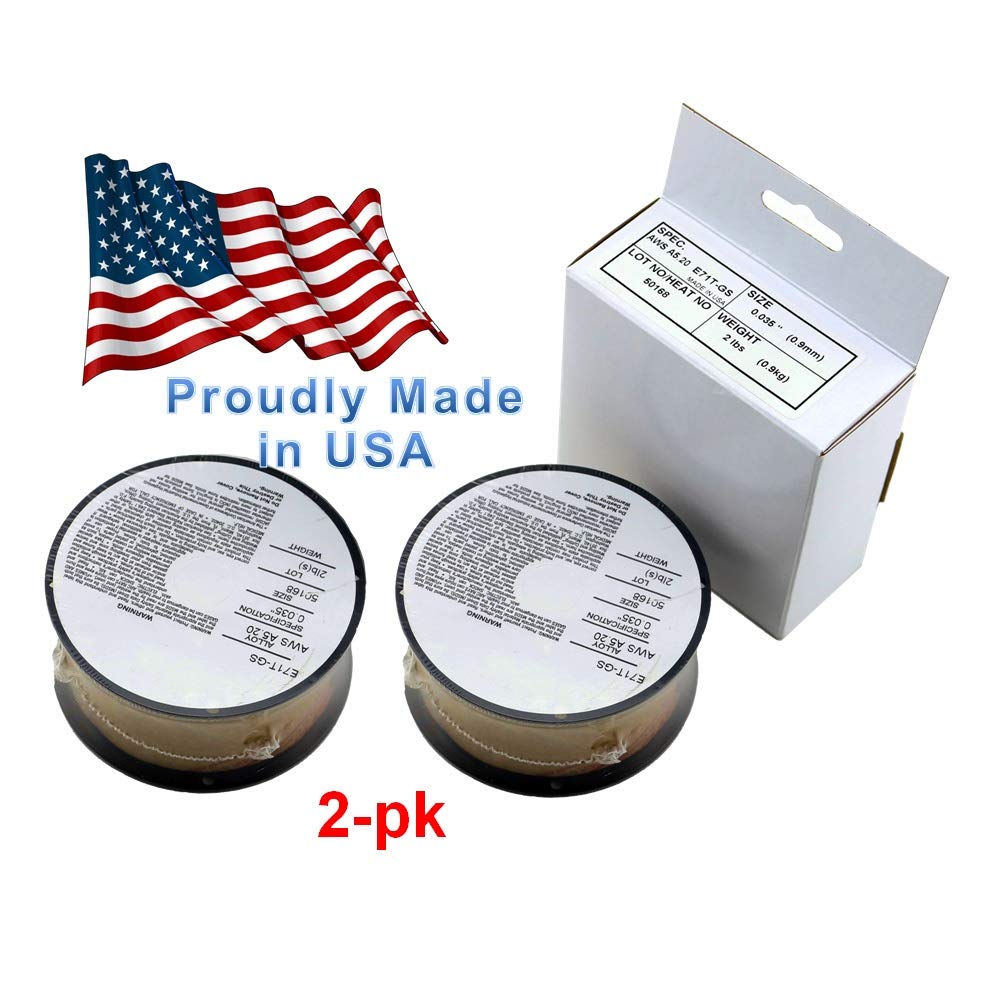 WeldingCity 2-PK wyprodukowany w USA bezgazowy rdzeń strumienia E71T-11 szpula 0,9 kg drut spawalniczy MIG ze stali miękkiej
