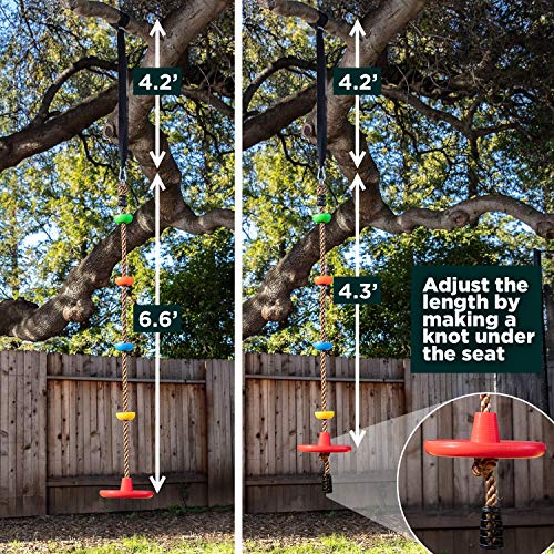 image for LÆGENDARY Tree Swing for Kids - Single Disk Outdoor Climbing Rope wit