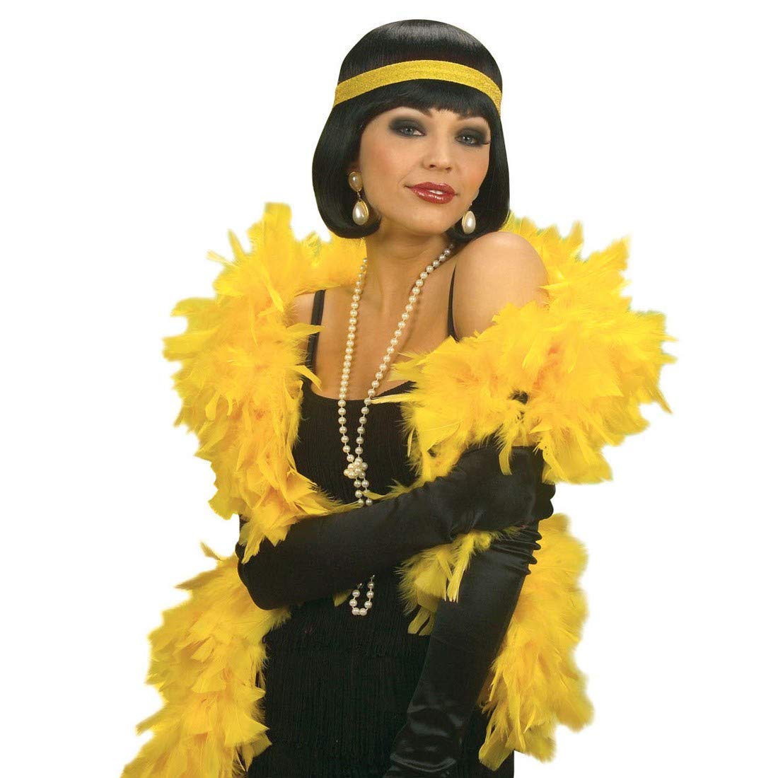 Ska Fluffy Feather Boa Strip Dressup Costume Party Wedding Decoration,Party Theme Feather Boa (Yellow)