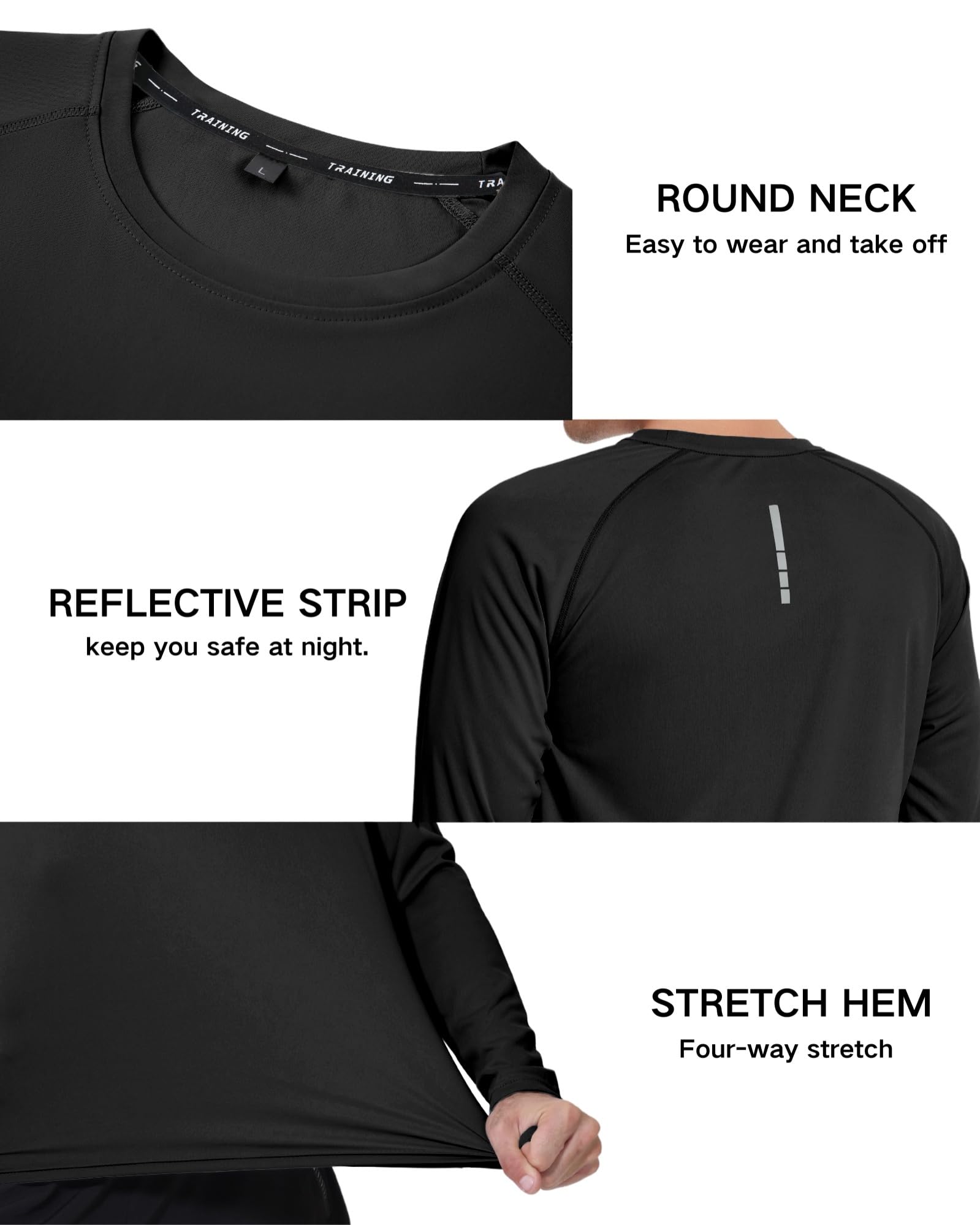 T-Shirts à Manches Longues Rashguard UPF 50+ Anti UV Homme T-Shirt de Sport Séchage Rapide Maillot de Bain Hauts T-Shirts de Pêche pour Hommes - 4