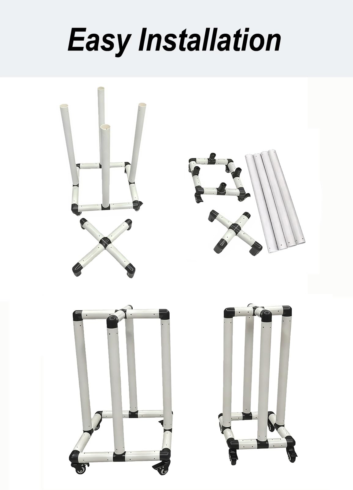 Supporto per Hula Hoop Carrello portaoggetti per hula hoop in PVC facile da montare con ruote, supporto/organizzatore mobile per hula hoop per studio yoga, palestra