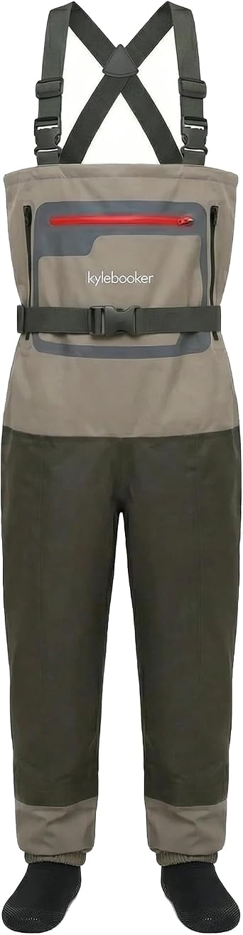 Kylebooker Fly Fishing Waders Breathable Stocking Foot Chest Waders for Men and Women