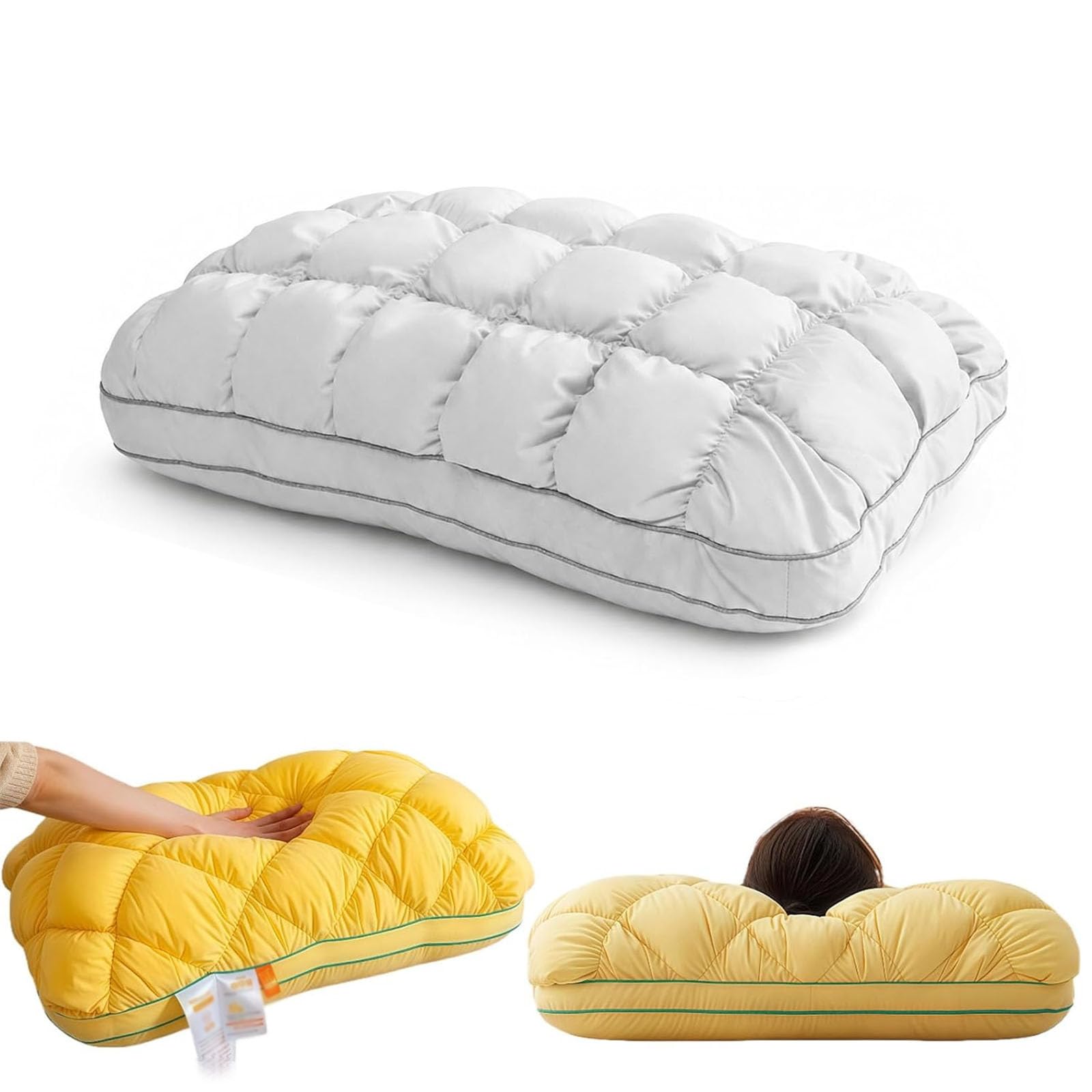 Oreillers de lit matelassés rafraîchissants pour dormeur sur le côté et le dos en lot de 2