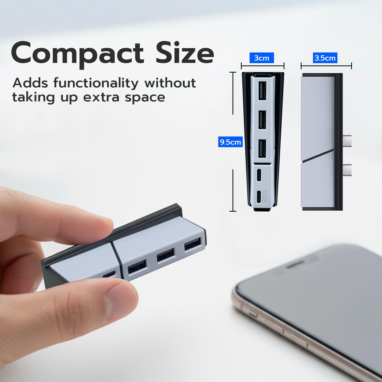 Mcbazel Hub USB Adattatore Hub di Estensione 5 Porte Ad Alta Velocità per PS5 Slim/PS5 Pro, Non per PS5