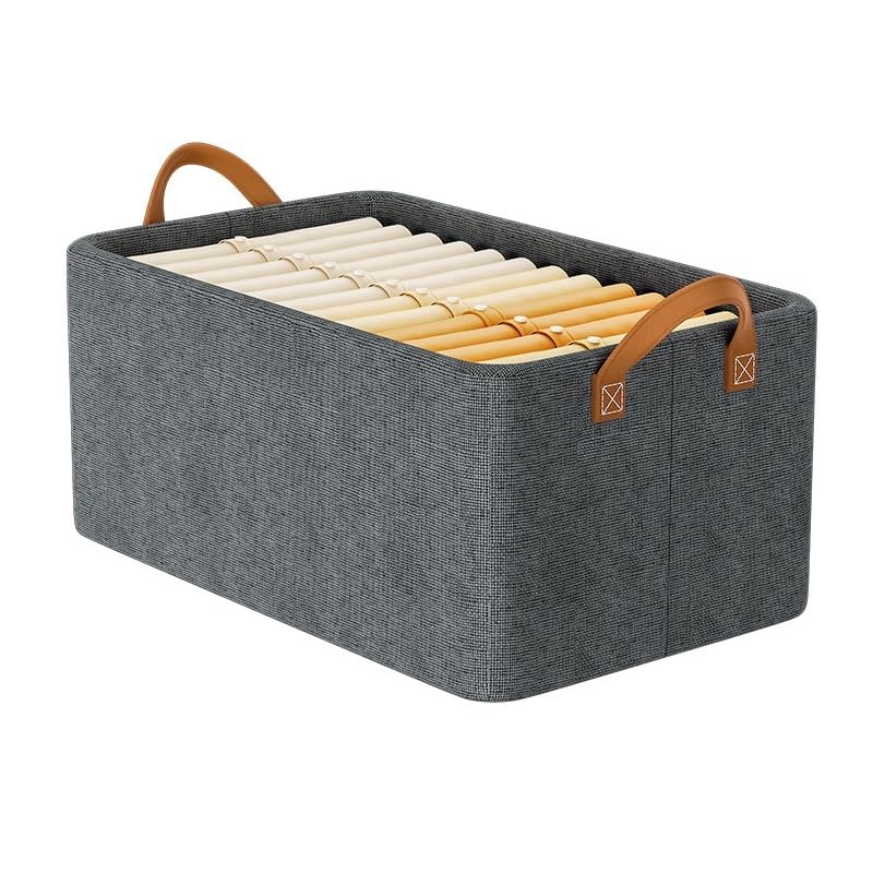 Contenedores grandes de tela con asas, 47 x 28 x 20 cm, impermeables, color gris