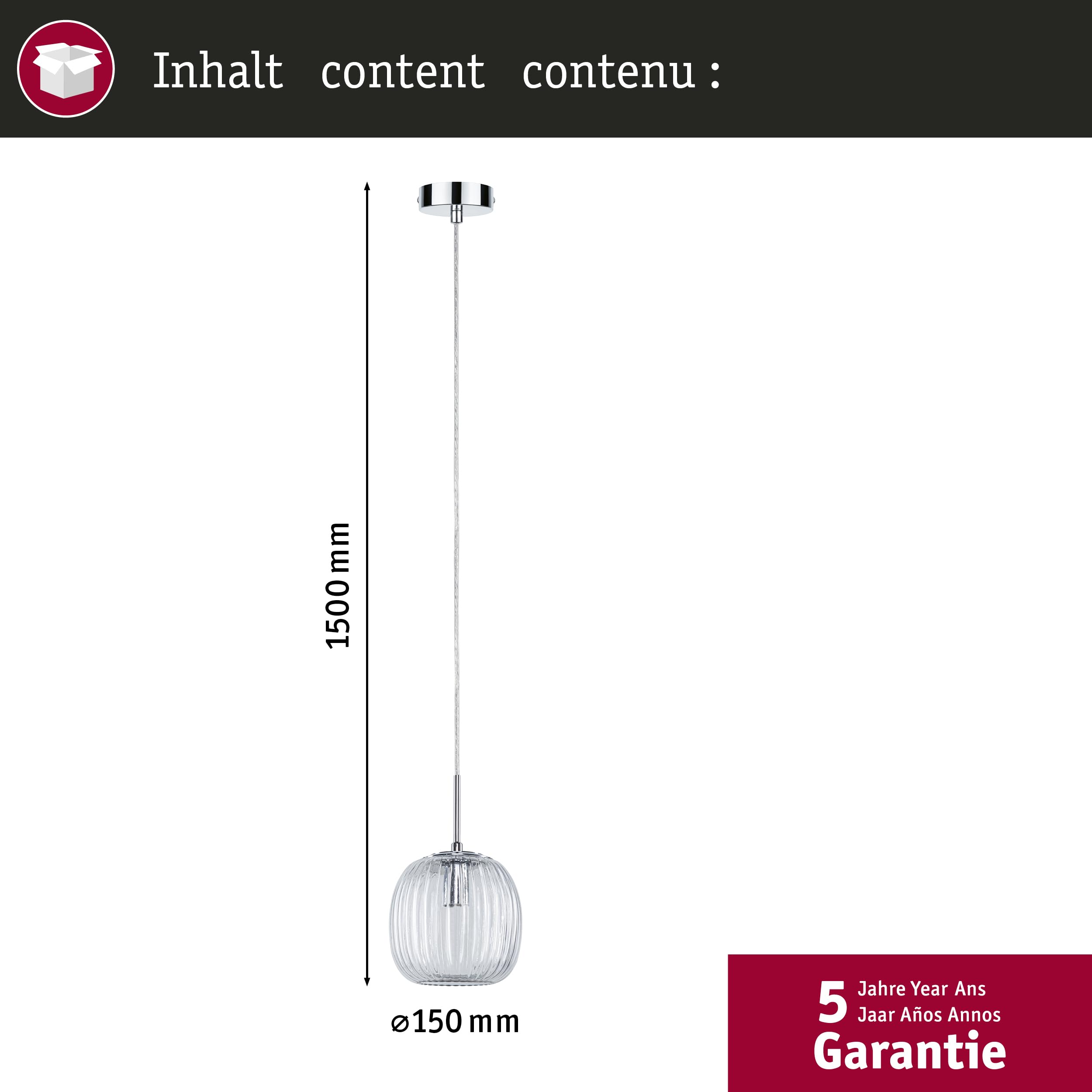 Paulmann 71143 Luminaire en suspension Selection Bathroom Ruya IP44 E14 max. 20W Verre, Chrome éclairage de salle de bain - luminaire sans ampoule