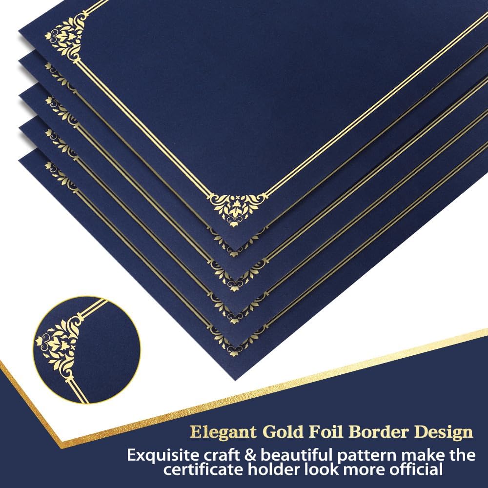 Zertifikatshüllen, Zeugnishalter, Urkundenhüllen Mit Goldfolien-Rand, 24x31cm 25 Stück, Für Briefgröße, Zertifikatspapier, Auszeichnung, Abschlussfeier, Dokumente (Marineblau)