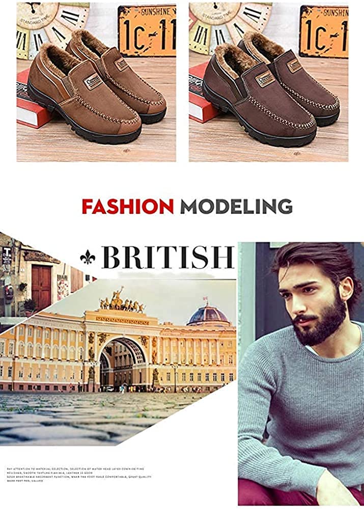 Invierno Zapatillas de Estar por casa Hombre Lined Suede Mocasín Forro cálido