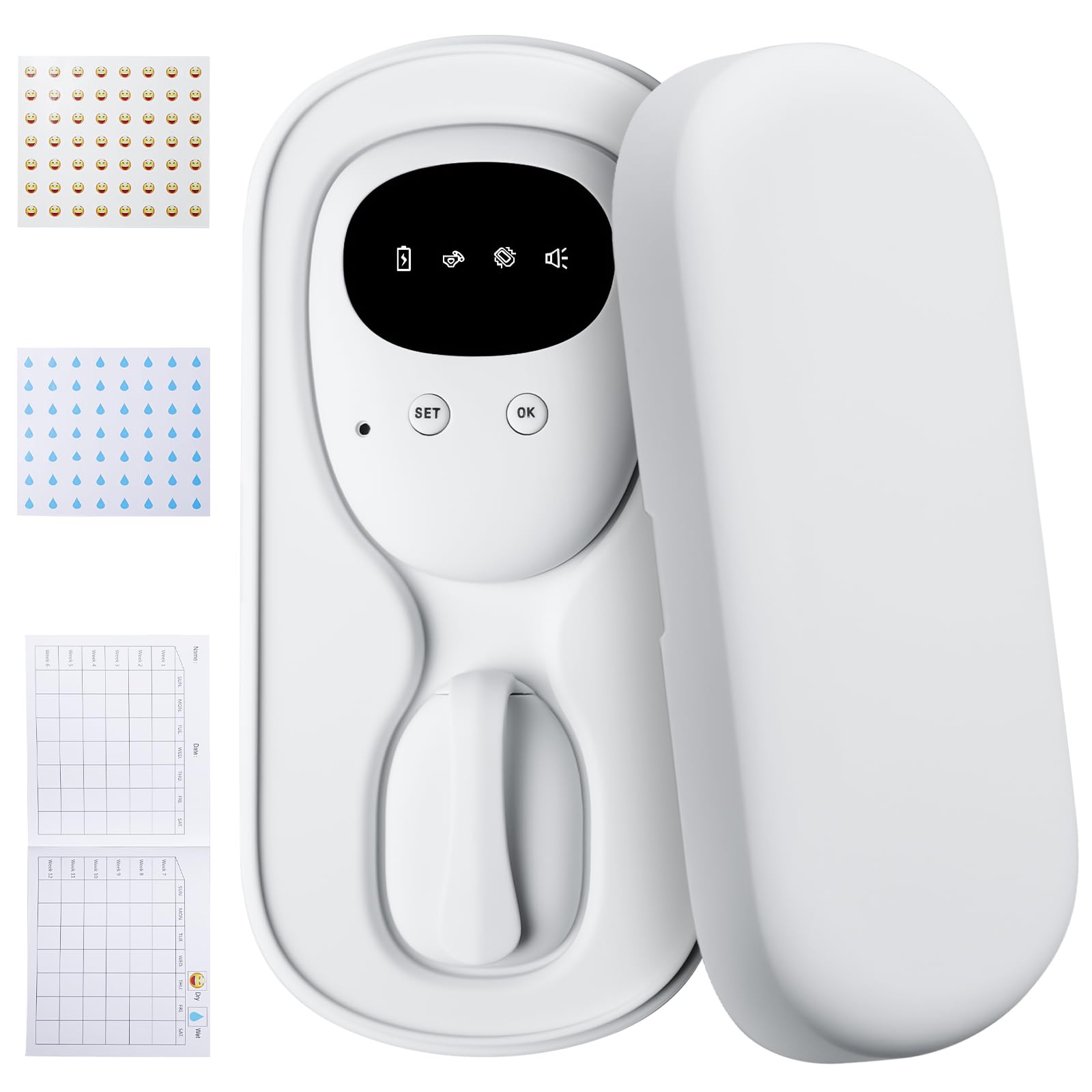 Allarme senza fili per bagnarsi sul letto, allarme wireless con ricevitore e trasmettitore a clip, allarme wireless per bagnarsi sul letto, ricarica USB per bambini vasino per la cura degli anziani