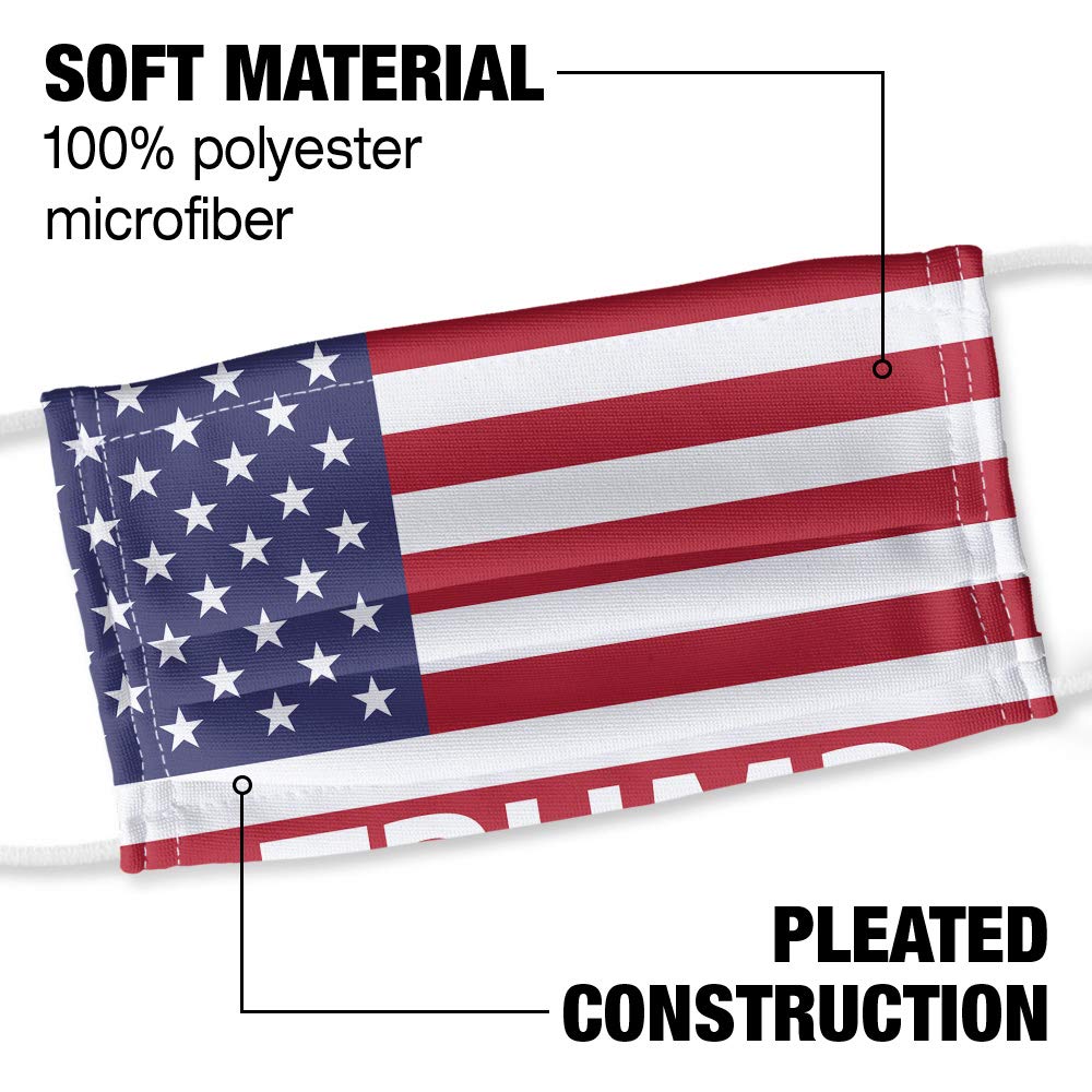 Popfunk President Trump American Flag 1-Ply Reusable Face Mask Covering with Adjustable Nose Wire, Unisex