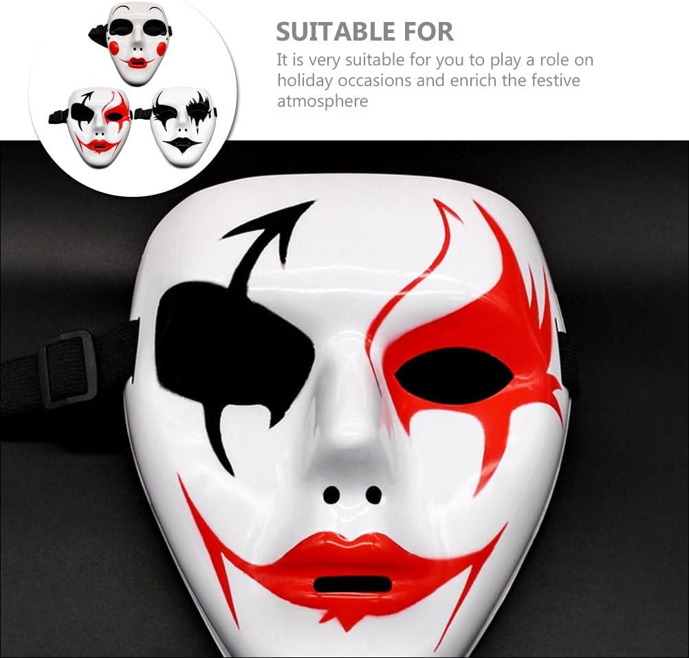 TOYANDONA 3pcs Party Mask Jester Costume Creepy Mask Full Face Mask Costume Cosplay Prop Costume Masks Fancy Dress Masks Diy White Prom Decor Role Play Outfits Halloween Plastic Grim Reaper