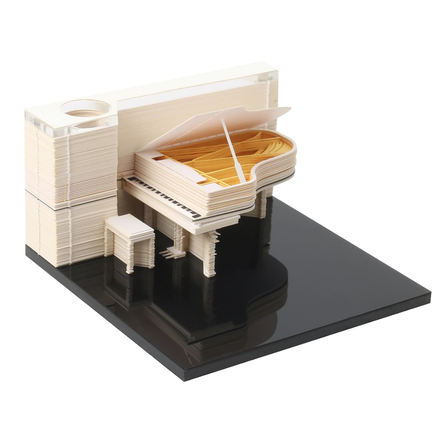 Bloc de notas adhesivas 3D para piano, 150 hojas, bloc de notas 3D de arte musical, bloc de notas 3D para niños/amantes/amigos/esposa/estudiante regalos (blanco)