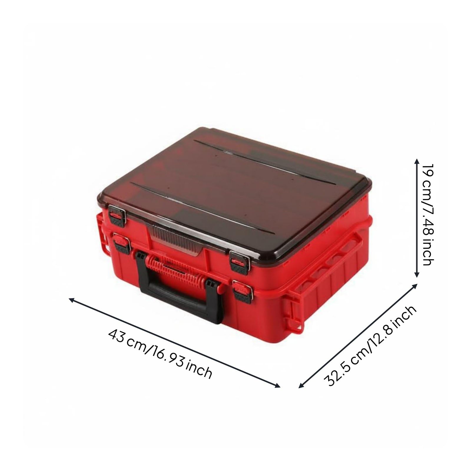 Baoblaze Caja de Almacenamiento de Pesca Caja para Accesorios Organizador Estuche Contenedor Dos Pisos con Divisores Personalizables y Carcasa Resistente, Rojo