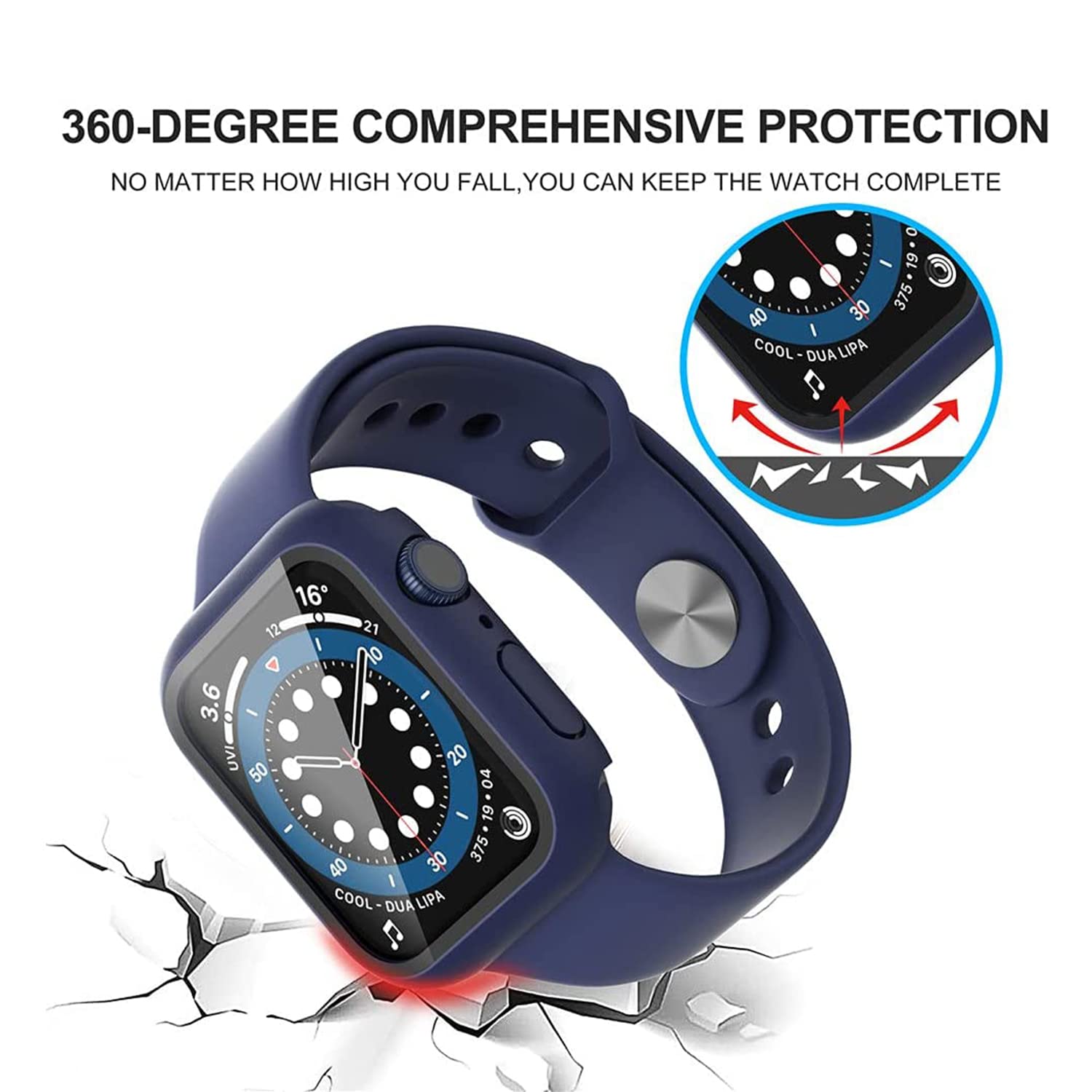 TINSOI Hard PC Case with Tempered Glass Screen Protector Compatible with Apple Watch Series 3 Series 2 Series 1 38mm