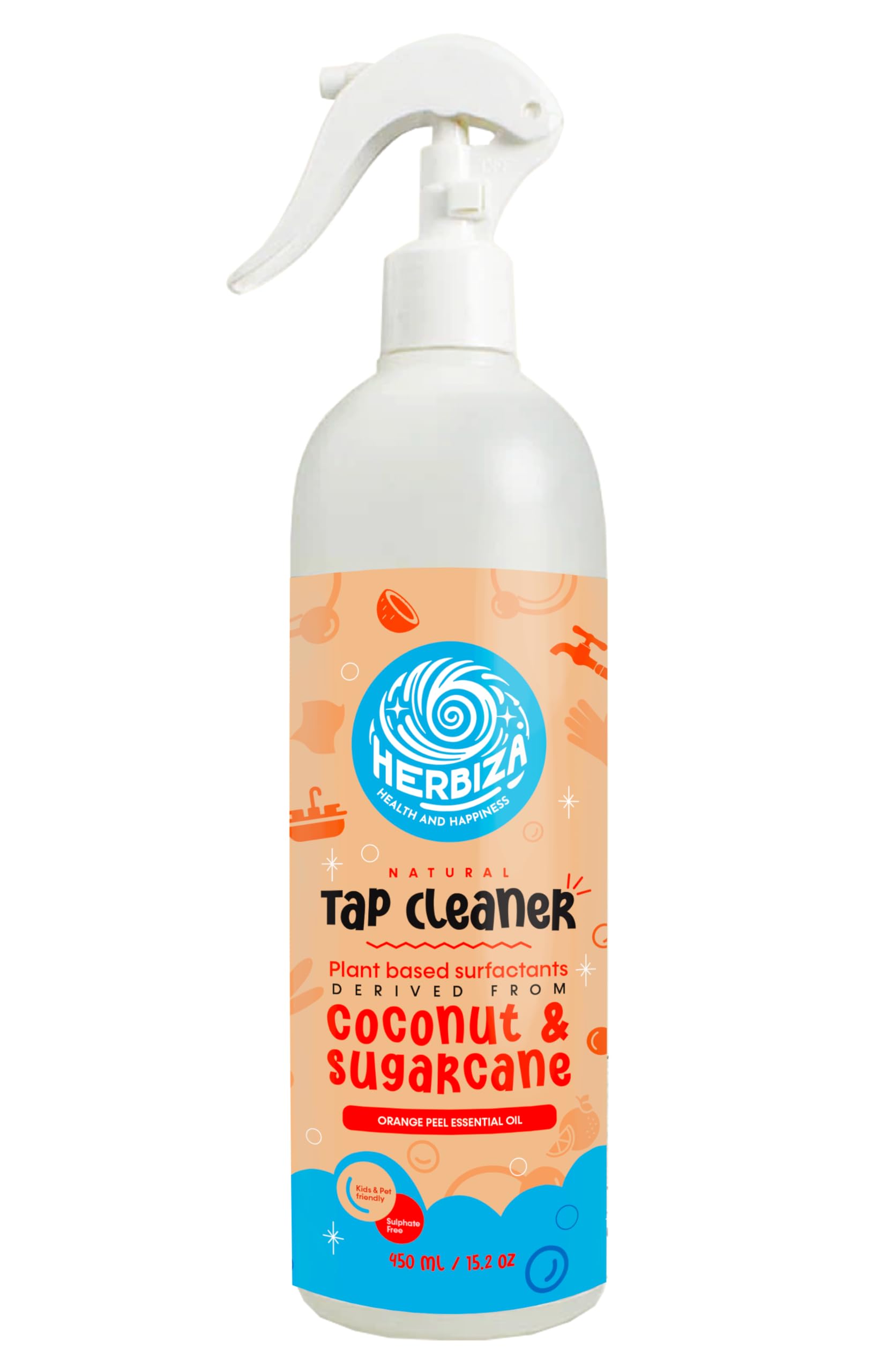 Herbiza Natural Tap & Shower Cleaner Spray - With Lemon Peel Extracts ...