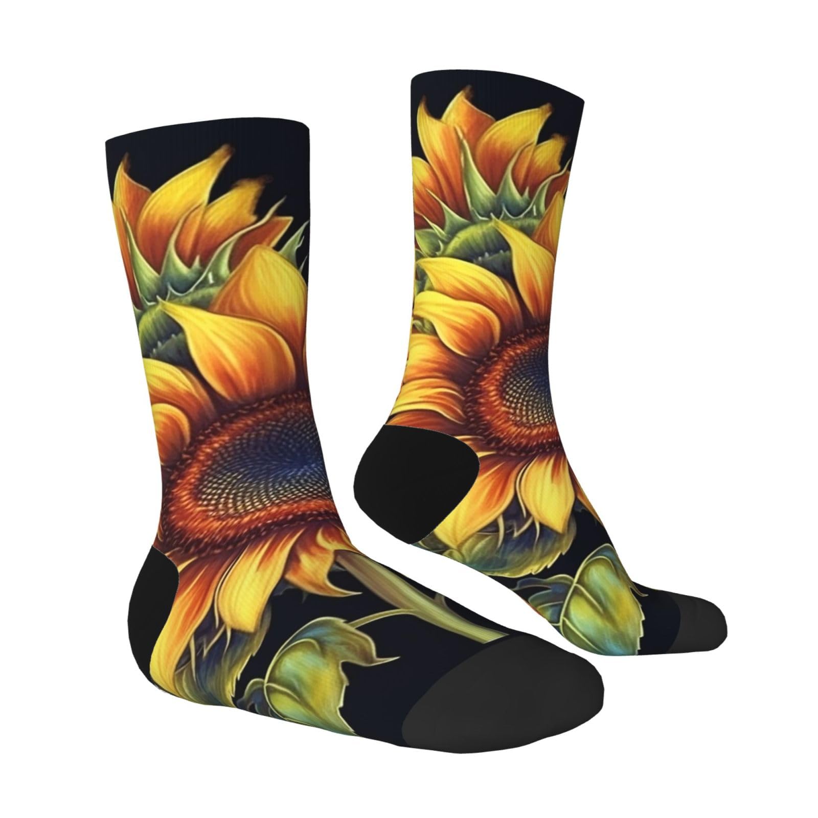 LZQPOEAS Summer Sunflower Athletic Socks Unisex Cushioned Crew Socks Hiking Running Calf Sock Soft Above Ankle Sock