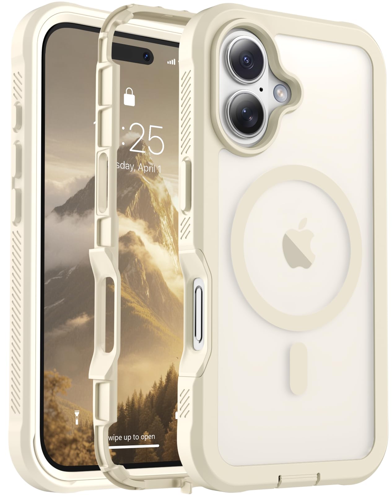 jaroco Magnetic for iPhone 16 Case Heavy Duty Protection Antique White