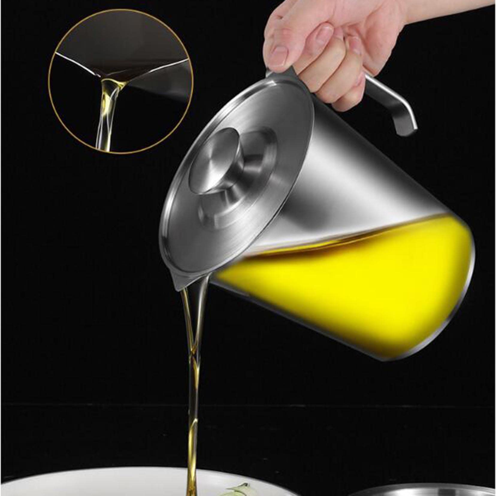 Sitko do żywności z sitkiem, 1,3 l / 1,8 l sitko do oleju ze stali nierdzewnej puszka na tłuszcz ze stali nierdzewnej z pyłoszczelną pokrywką, uchwyt łatwy do trzymania i taca na tłuszcz z