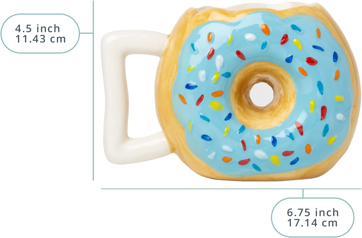 Comfify Ceramic Donut Mug – Chocolate Glaze with Sprinkles – Funny “MMM... Donuts!” Quote – 14 oz Coffee Cup - Image 3