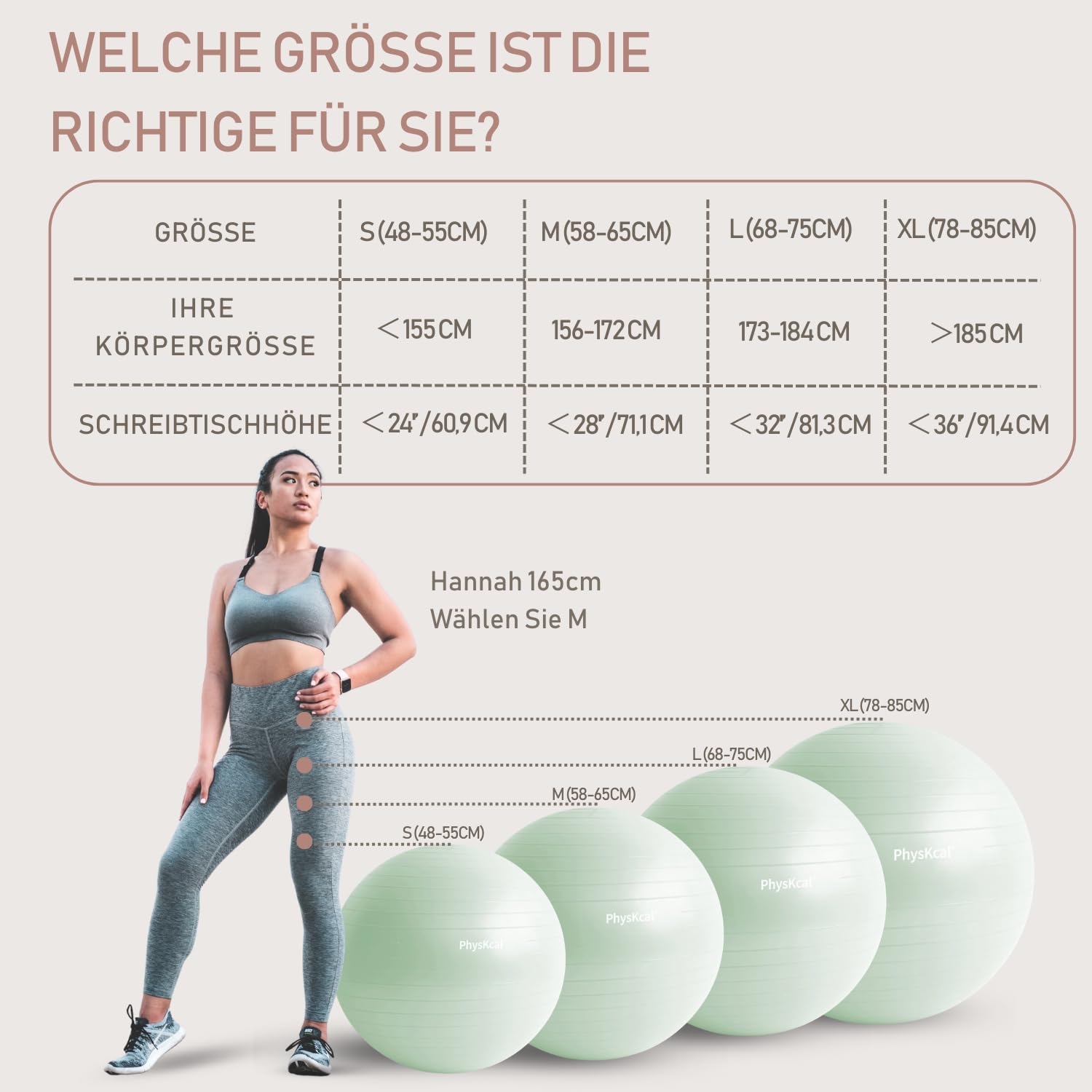 PhysKcal 85cm Zwarte Dikke Oefenbal en 23 cm Pilates Ball Set, Anti Barst Oefenbal, Anti-slip Zitbal, Balansbal, Yoga Bal voor Thuis, Sportschool en Kantoor