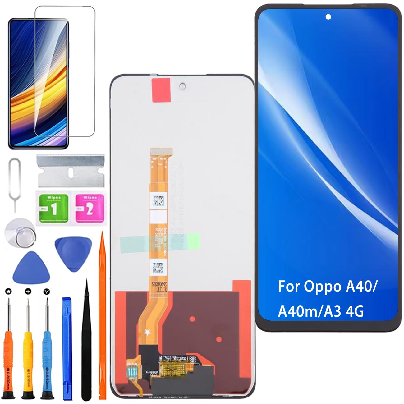 Display LCD 6.67" Per Oppo A40/A40m/A3 4G – Schermo Touch Con Telaio, Kit Di Riparazione Con Strumenti, Compatibile CPH2669 CPH3669