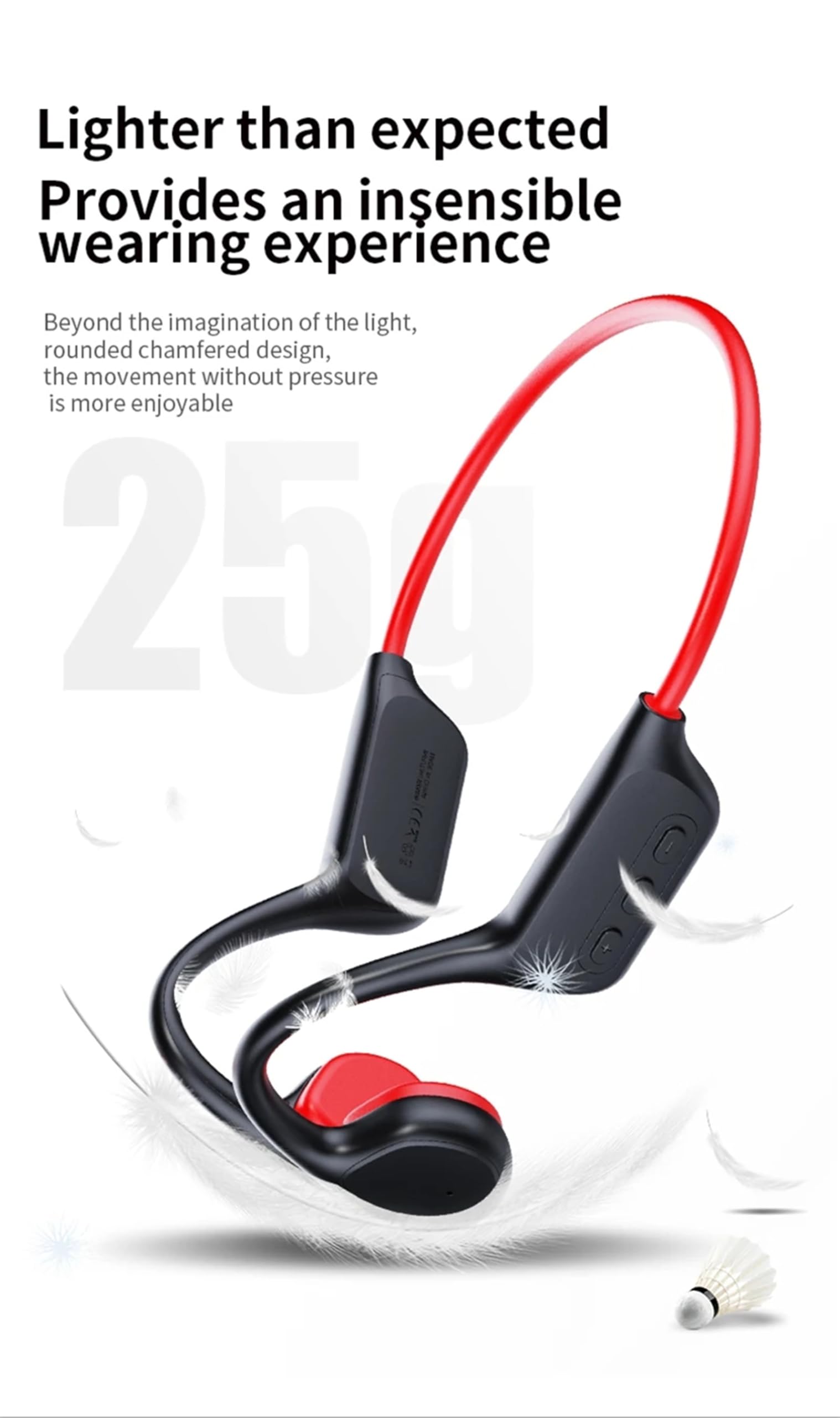Cuffie a conduzione ossea IPX8, impermeabili, 32 GB, Bluetooth 5.3, cuffie wireless con microfono per nuoto (rosso)