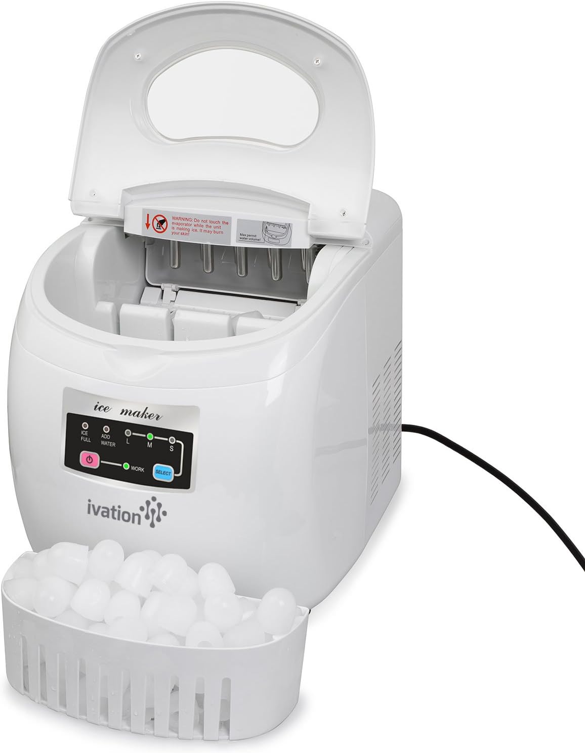Ivation Portable High Capacity Countertop Ice Maker - 2.8-Liter Water Reservoir, 3 Selectable Cube Sizes - Yield of up to 26.5 Pounds of Ice Daily