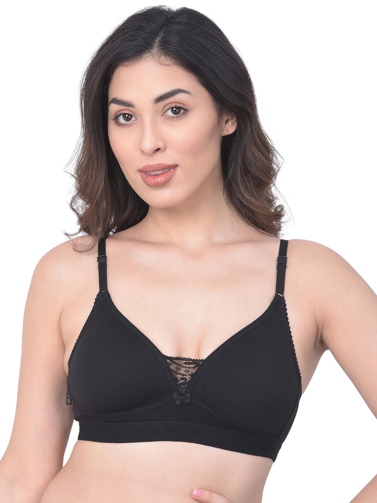 Clovia Women's Cotton Non-Padded Non-Wired T-Shirt Bra, black, 38B