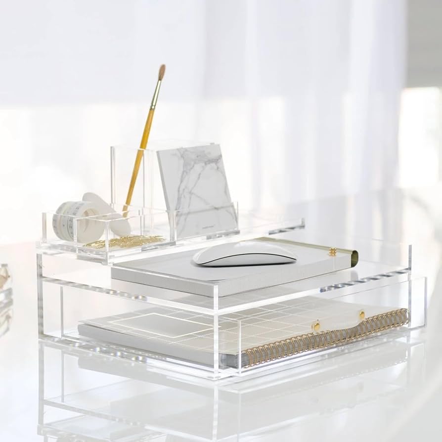 russell+hazel Acrylic Bloc Narrow Accessory Tray, Clear, 4.5