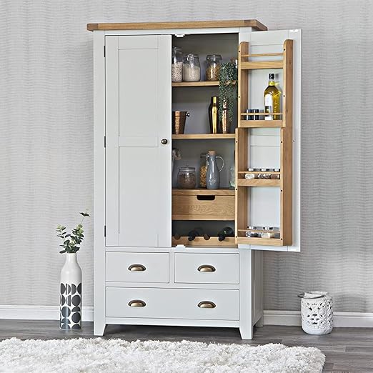 The Furniture Outlet Hampshire Grey Painted Oak Large Larder Unit
