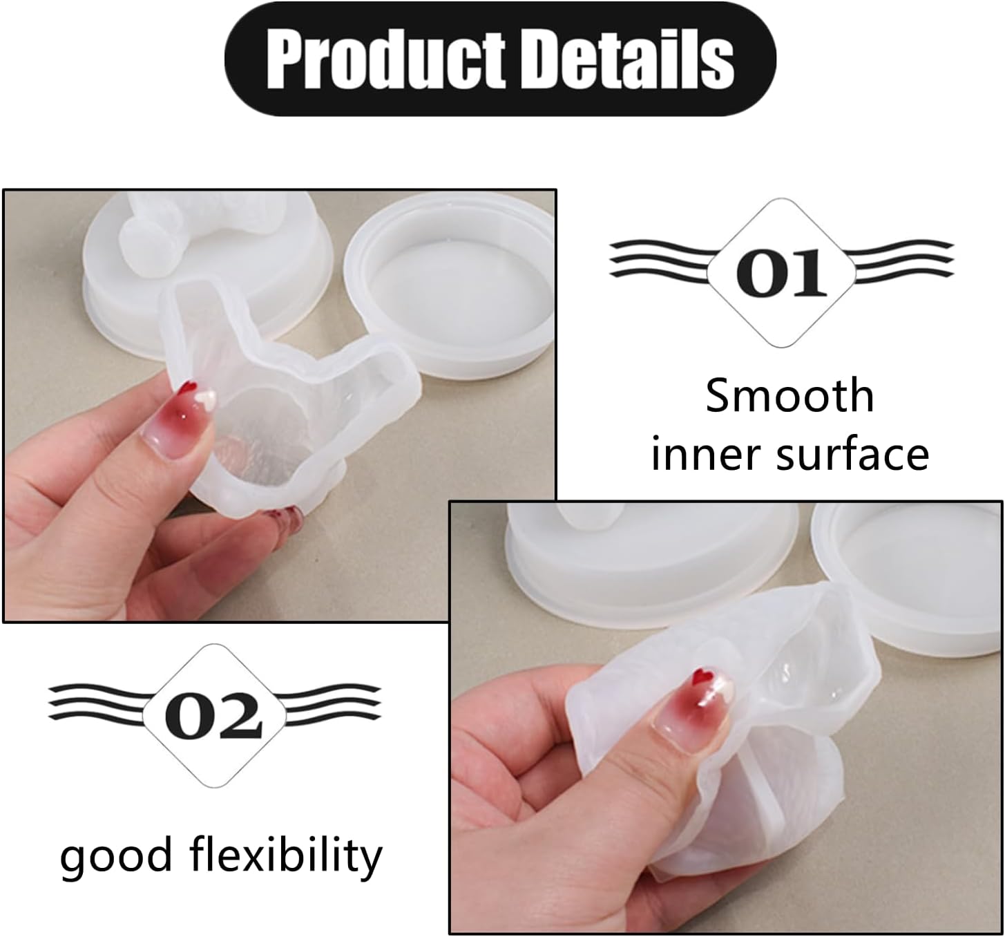 2 Pack Bear Silicone Molds Charming Animal Resin Molds for Fondant Chocolate Candy Candle Soap DIY Craft