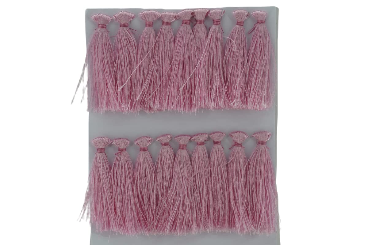 Tidbits� - Thread Handmade Light Pink Tassels (Pack 18 Pieces) with Loop for Dupatta, Saree, Lehengas, Plazo, Suits, Dresses, Blouses, DIY Crafts, Sewing & Much More - Size 4 cm