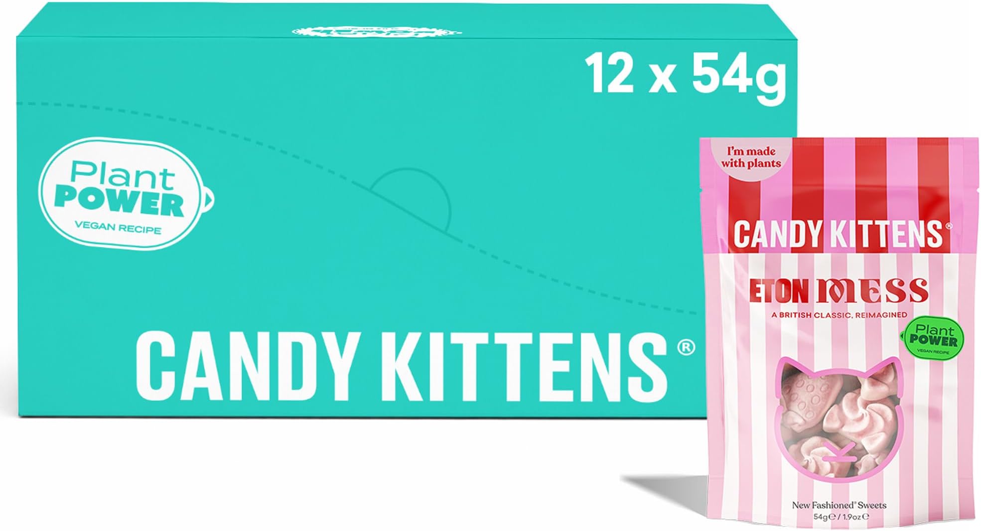 Eton Mess Vegan Sweets, Vegan Treats with Fruit Juice & Natural Ingredients, Ideal for Pick and Mix Sharing, Soft & Chewy Candy, Vegetarian Sweets – 54g, Pack of 12