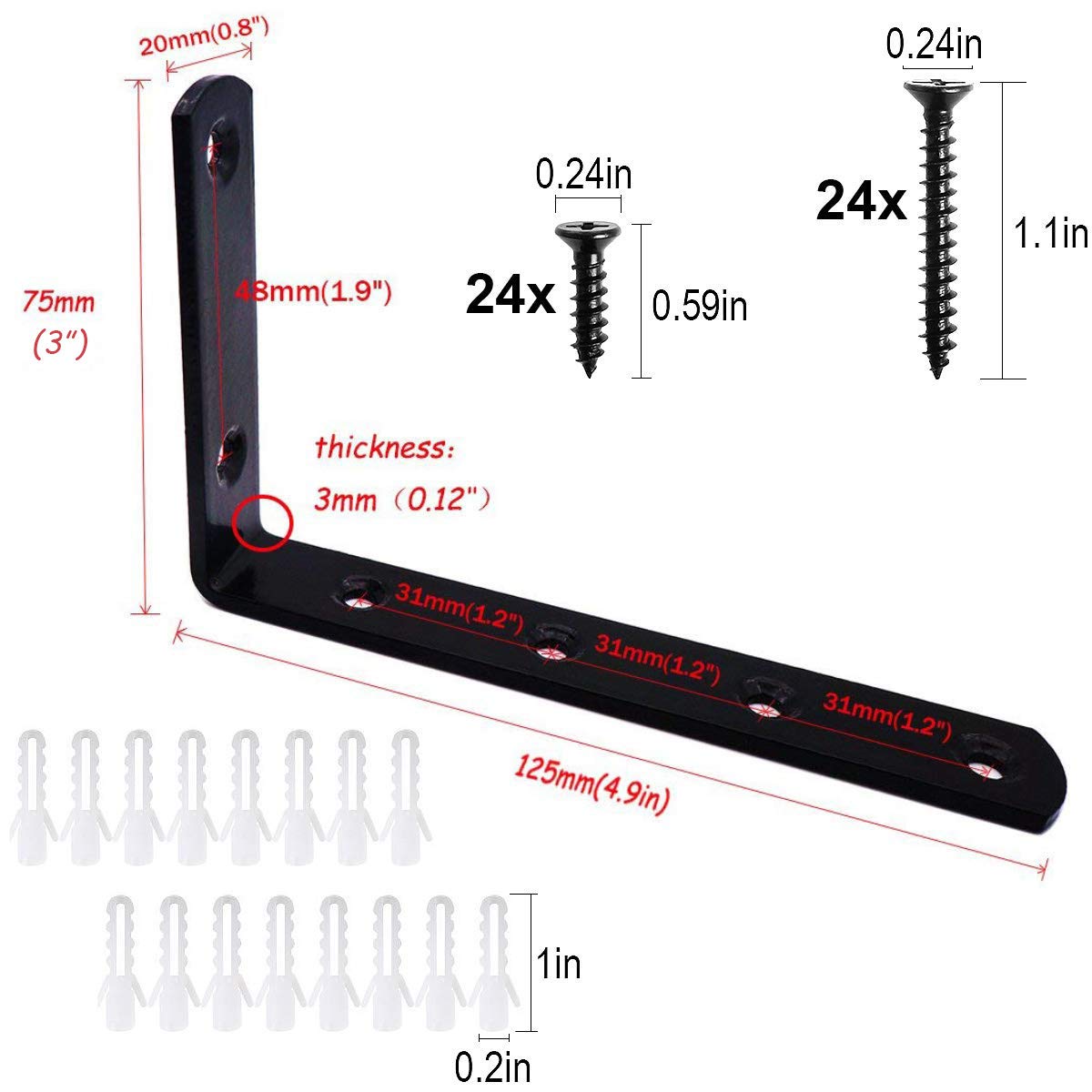 Buy 8 Pcs Black L Corner Bracket Stainless Steel Heavy Duty L Shaped