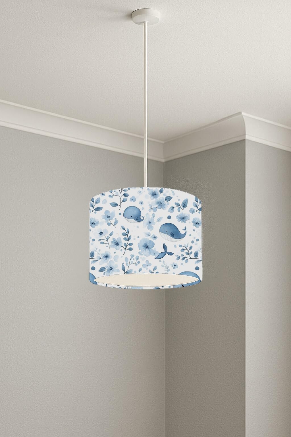 Whimsical Whale Blooms lightshade – 20 x 18.5cm Ceiling Drum Shade | A194A6