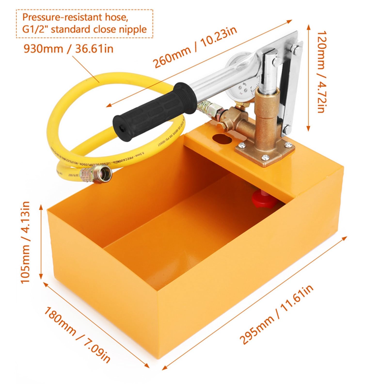 Kit di Prova della Pressione idraulica Manuale, Pompa di Prova della Pressione da 362 PSI con manometro per Prove di Pressione idraulica delle condotte Fino a 2,5 MPa