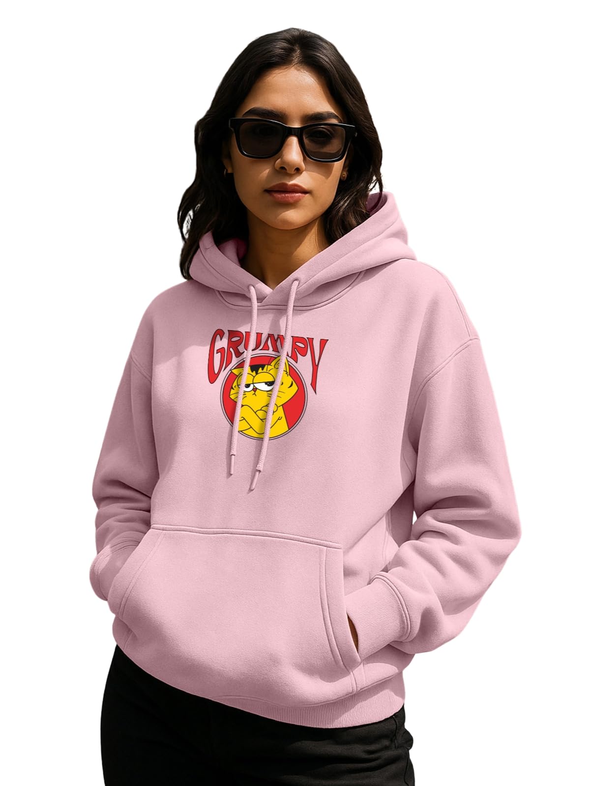 juneberry JUNEBERRY® Polycotton Spun Oversized Fit Drop Shoulder Hooded Sweatshirt Full Sleeves Front Graphic Printed Jumper Hoodie for Women (Sizes: S to 3XL)-picture-15