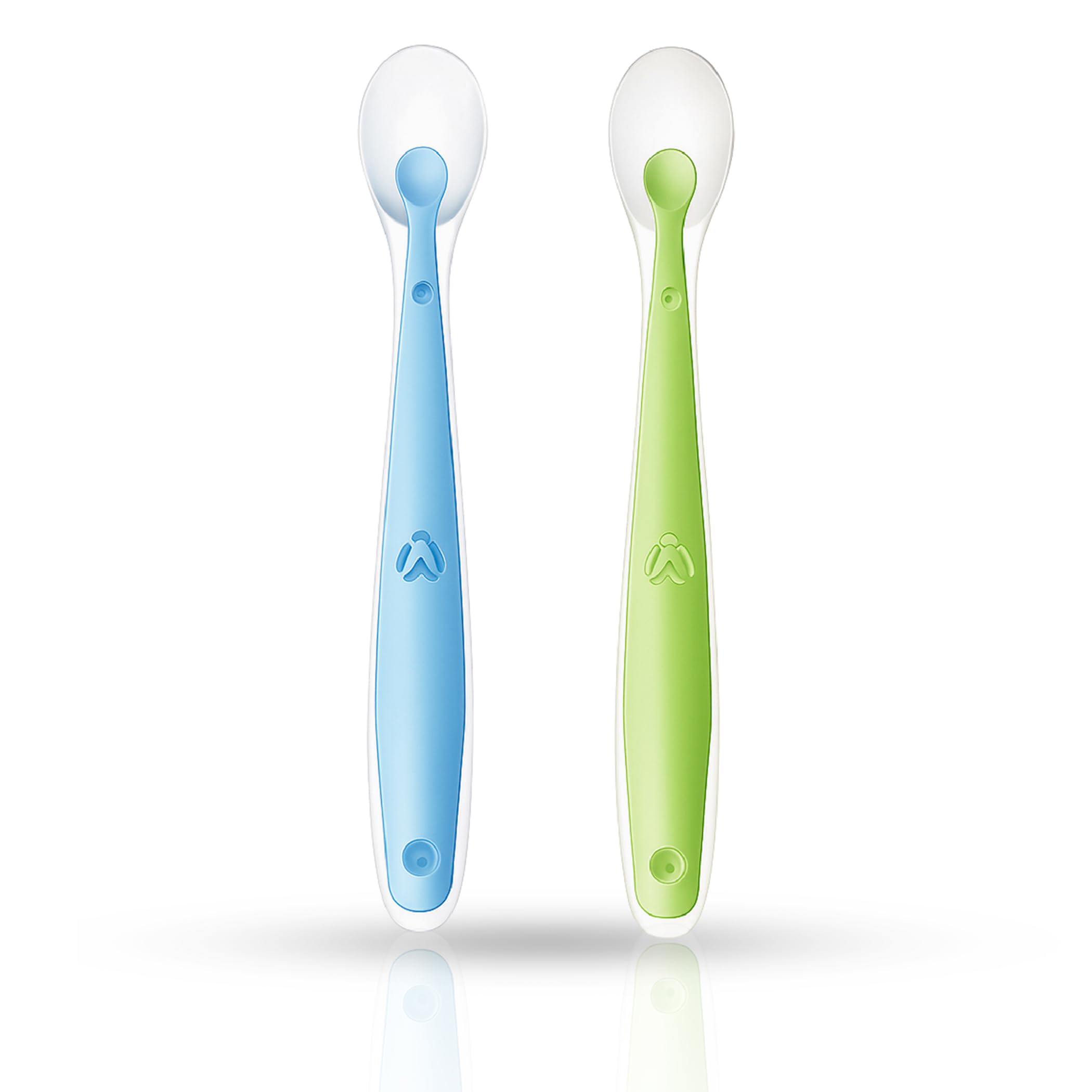 GLUN® Baby Feeding Spoons Pack of 2 Green & Blue Colour, BPA Free, Feeding for Baby, Toddlers, & Children, Silicone Spoon
