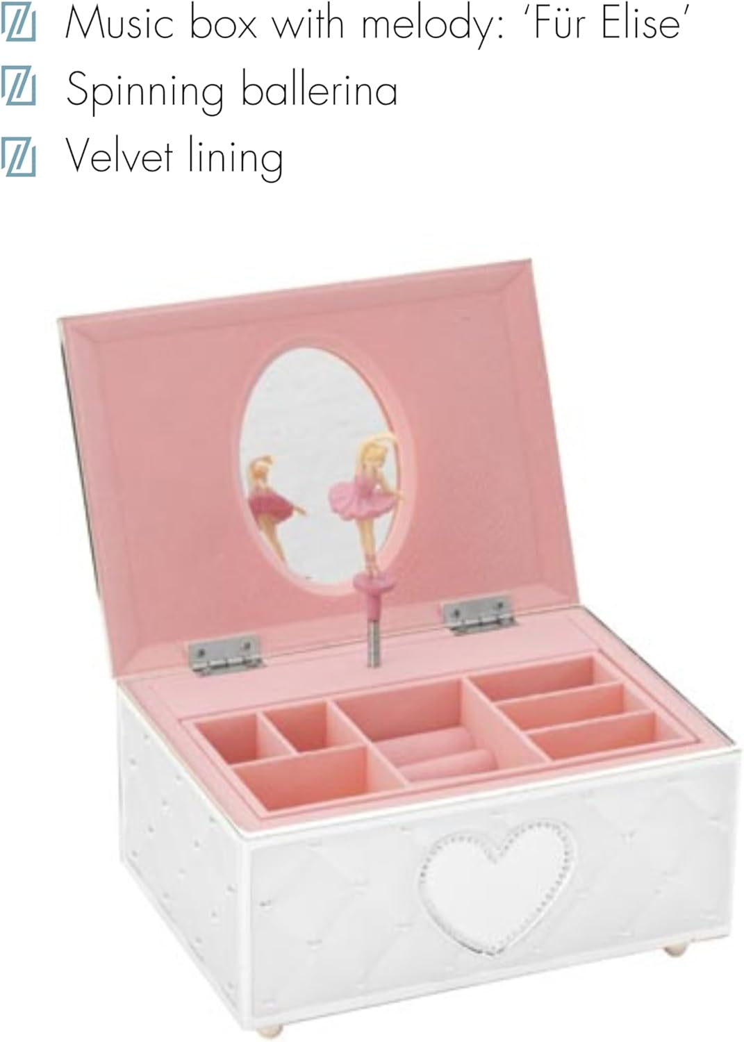 Zilverstad 7419231 Musical Jewellery Box with Ballerina Für Elise 19.3 x 11.7 cm Silver Plated